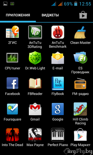 Меню Fly IQ445 Genius