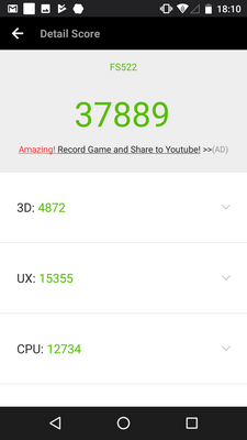 AnTuTu Benchmark 6.2.7 выдает результат 37 889 баллов