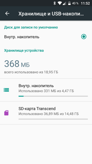 Память телефона и карта памяти